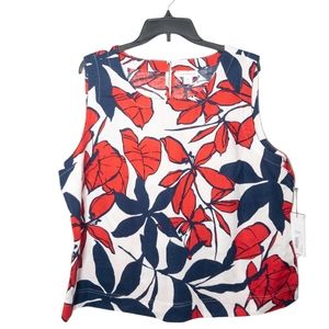 Liz Claiborne.NWT Red,white and blue palm leaf pattern sleeveless blouse.